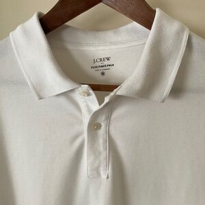 J Crew, Polo Shirt, Long Sleeve, White, Medium, Slim